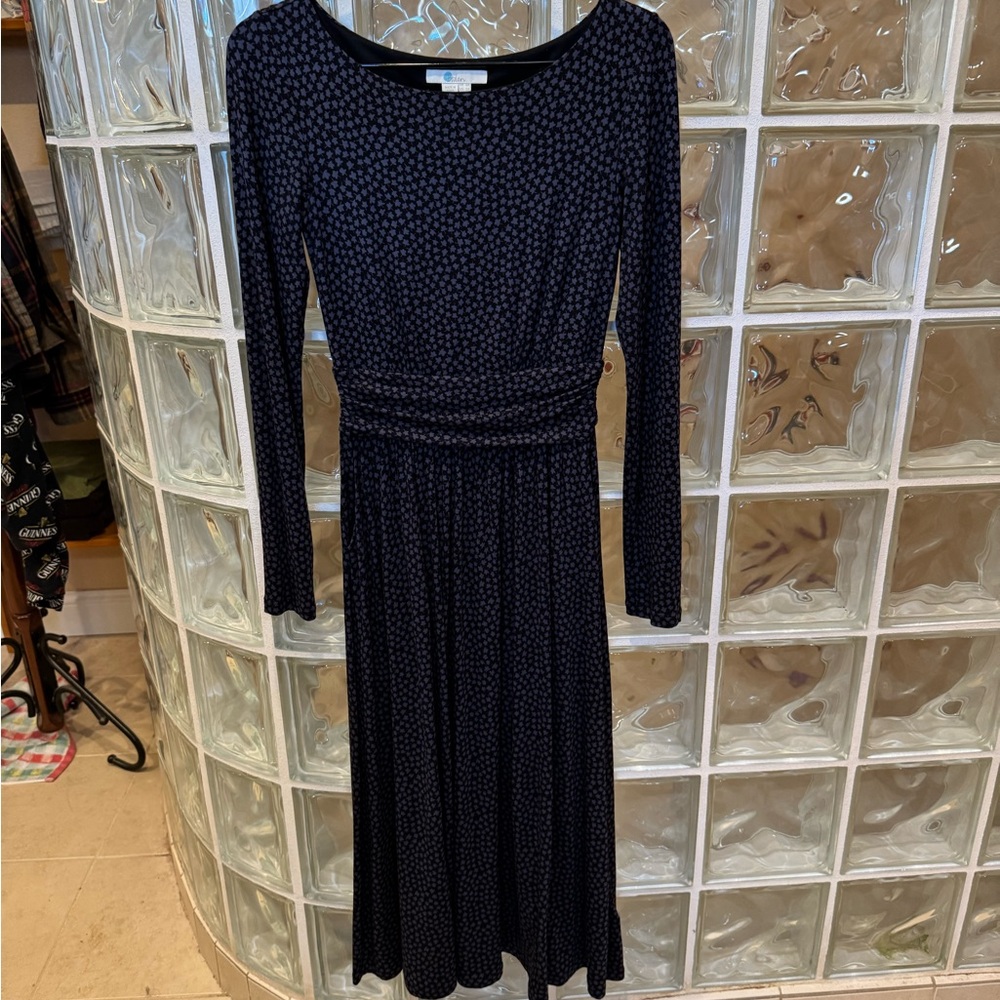 Boden Lucille black / blue jersey midi dress - Picture 3 of 8